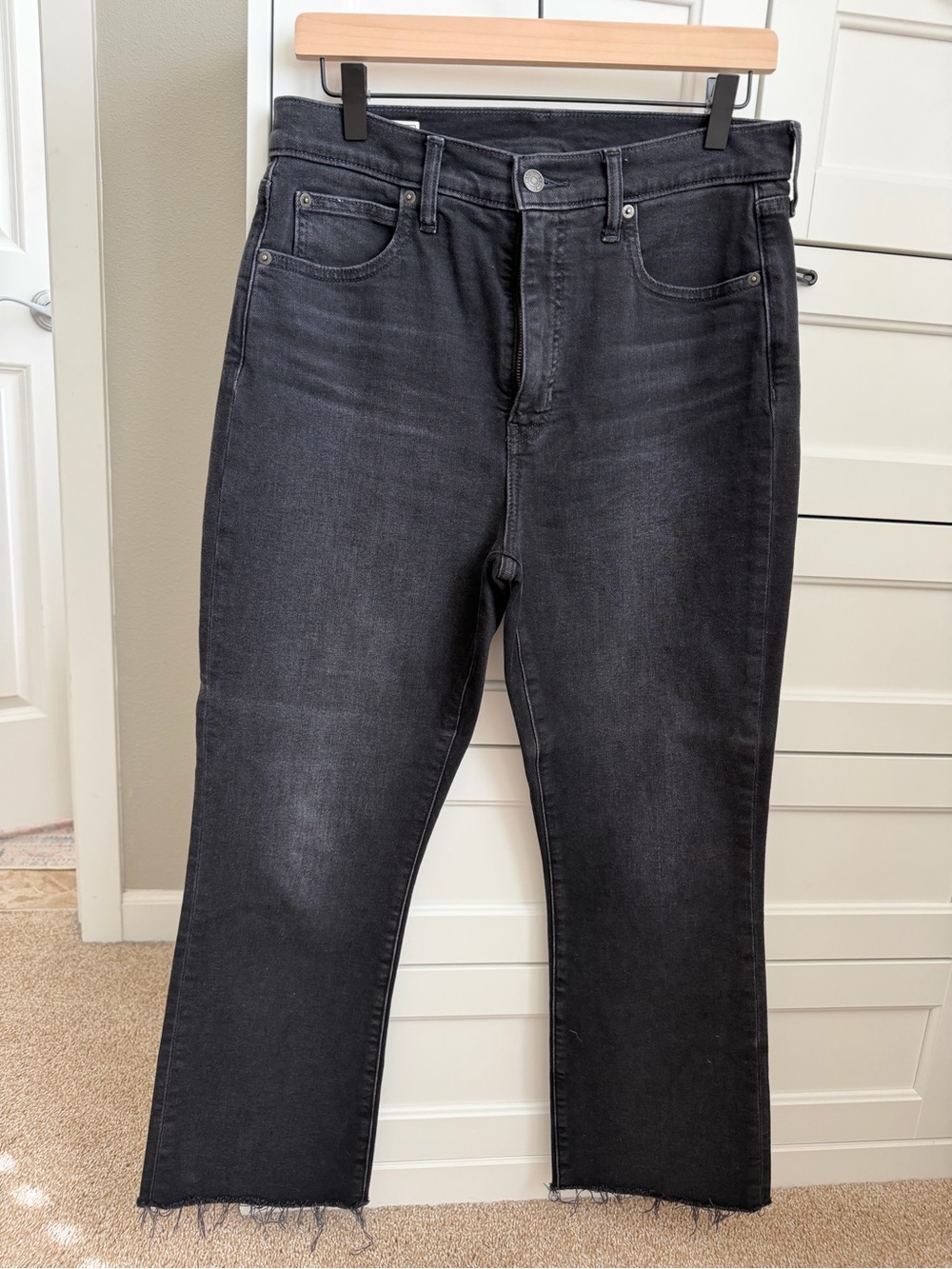 Women’s  Black Washed Straight-Leg Jeans